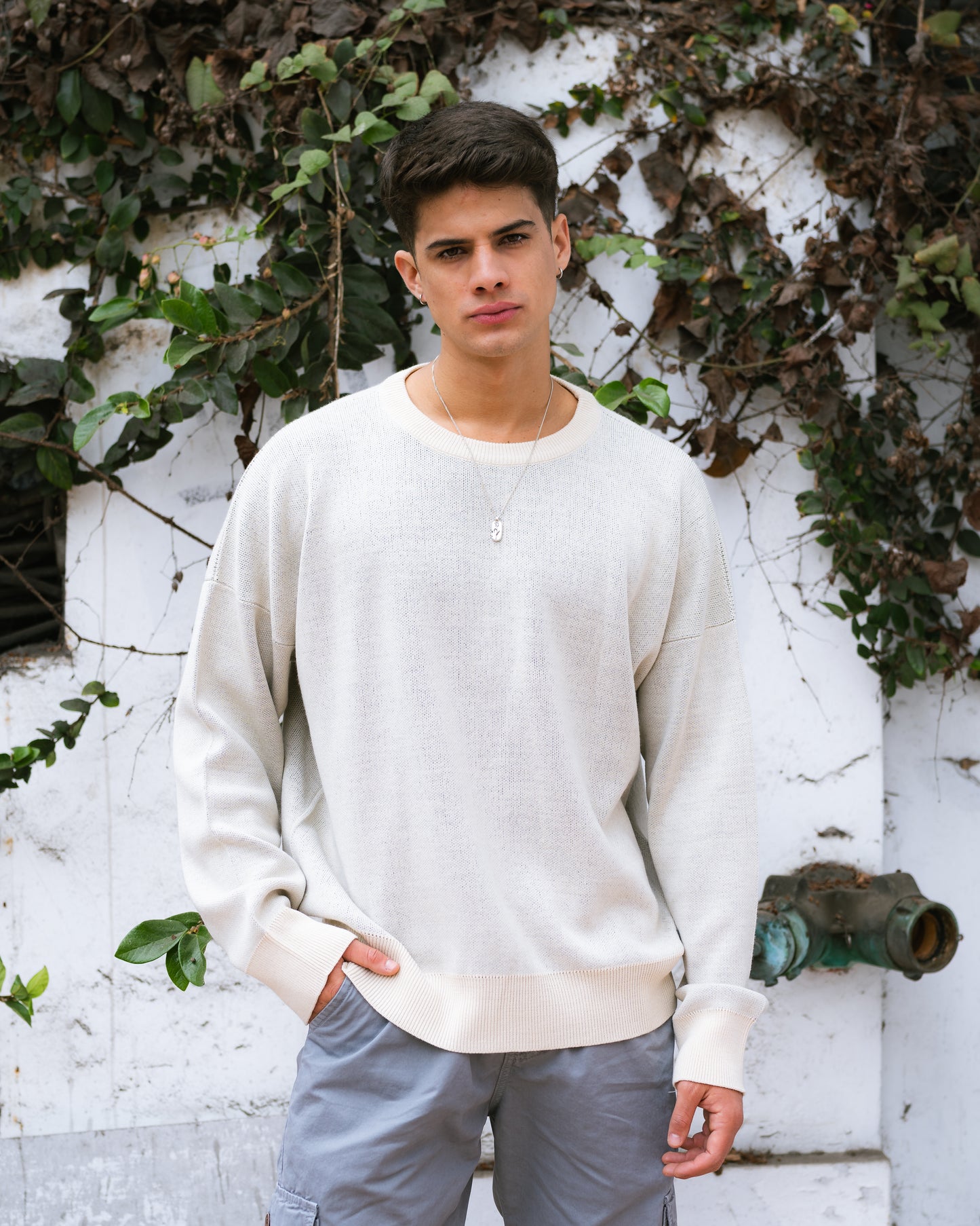 Reversible Knitted Sweater - Hueso