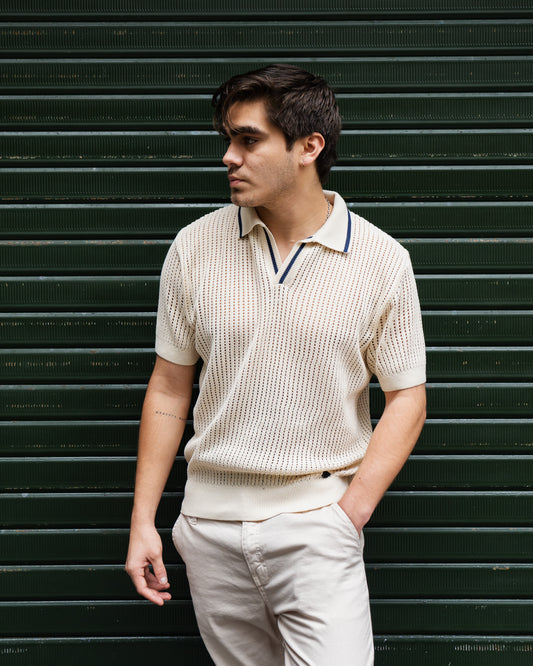 Ibiza Knitted Polo Shirt - Hueso