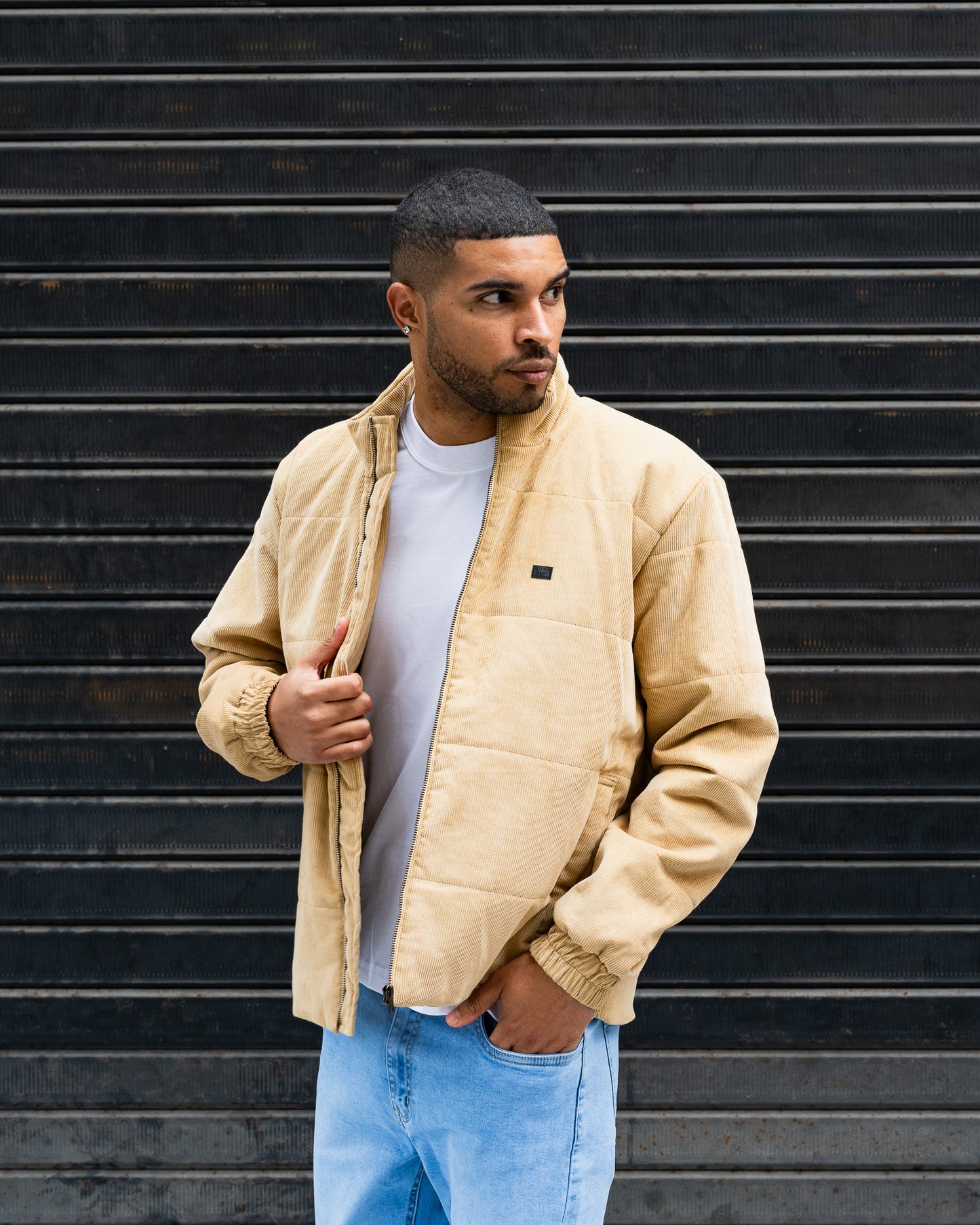 Corduroy Down Jacket - Beige