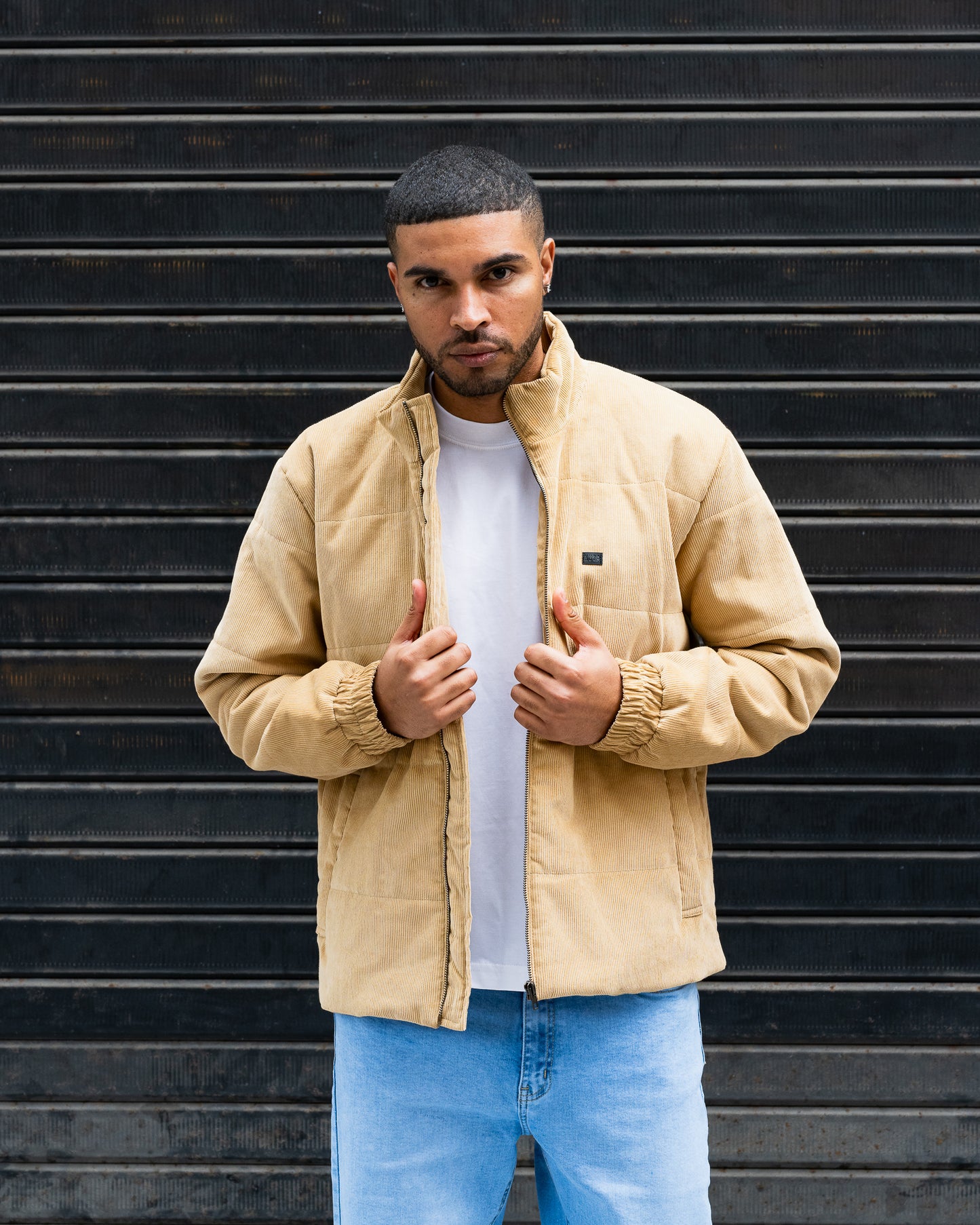 Corduroy Down Jacket - Beige